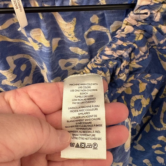 Free People On The Block Blue Combo Bell Sleeve Blouse | Size S - Picture 7 of 8